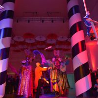 eventi aziendali, circus show con trampolieri e danza aerea